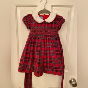 Plaid Red Kids Dress with White Collar